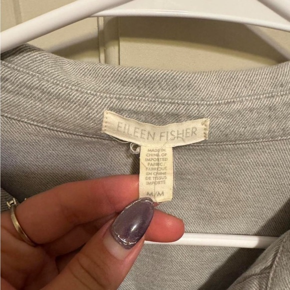 Eileen Fisher Casual Grey Organic cotton Button Down Shirt - Picture 4 of 7